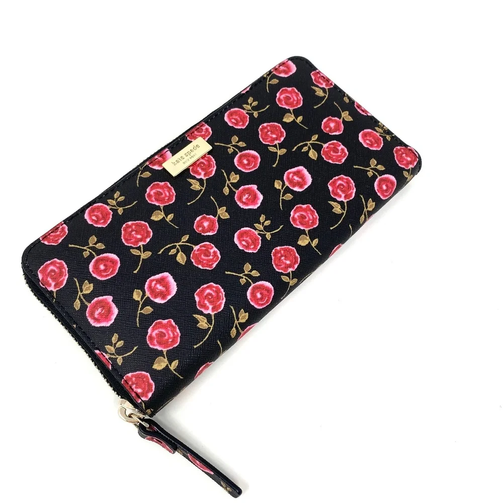 Kate Spade Women's Wallet Leather Neda Laurel Way Hazy Rose Roosterred WRLU5058 - Picture 1 of 6